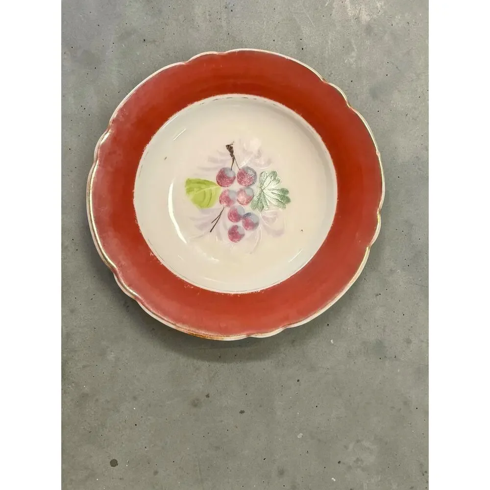 Antique Hand-Painted Porcelain Fruit Plates - Set of 10